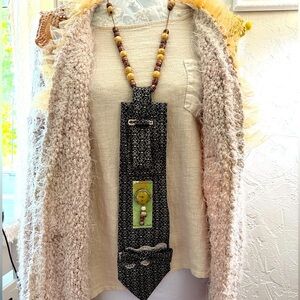 Upcycled Reworked Men’s Tie with Vintage Watch Embellishment Steampunk Style